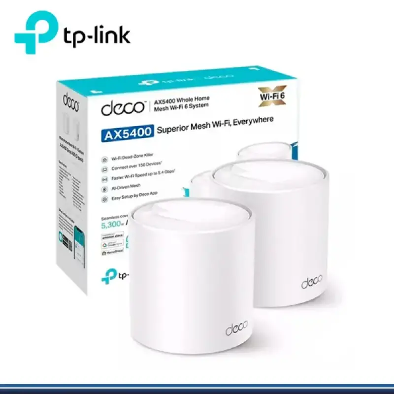  TP-LINK DECO X60(2-PACK) Sistema WiFi 6 Mesh AX5400 5400Mbps 2.4/5GHz control Alexa pack x2 