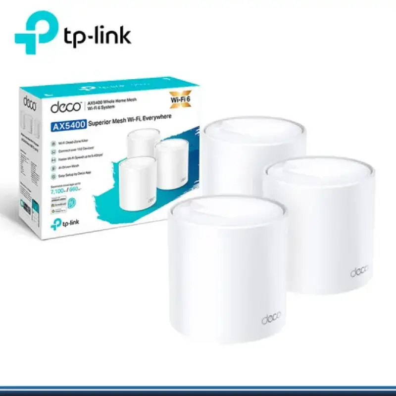  TP-LINK DECO X60(3-PACK) Sistema WiFi 6 Mesh AX3000 3000Mbps 2.4/5GHz control Alexa pack x3 