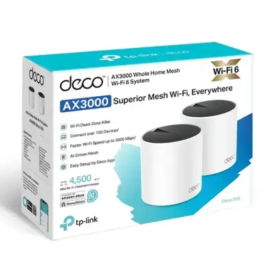  TP-LINK DECO X50(2-PACK) Sistema WiFi 6 Mesh AX3000 2500 pies² doble banda PoE 2 unidades 