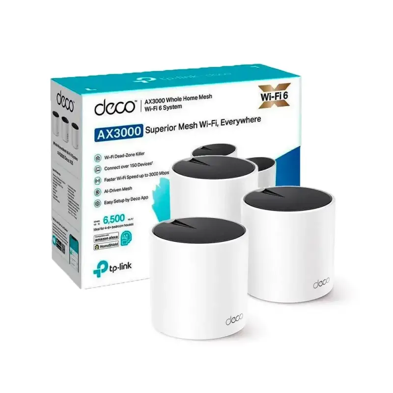  TP-LINK DECO X55(3-PACK) Sistema WiFi 6 Mesh AX3000 3000Mbps AI-Driven Mesh HomeShield 3 unidades 