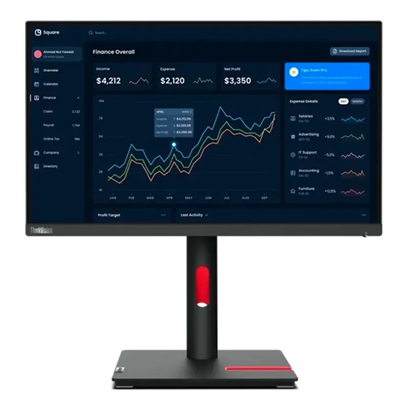  LENOVO ThinkVision T23i-30 Monitor 23" 1920x1080 WLED IPS HDMI/DP/VGA Color Raven Black 