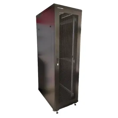  STV ST-AEL-TV-42U-1000 Gabinete metálico piso rack 42U 2000x600x1000mm puerta vidrio perforada bandejas laterales 