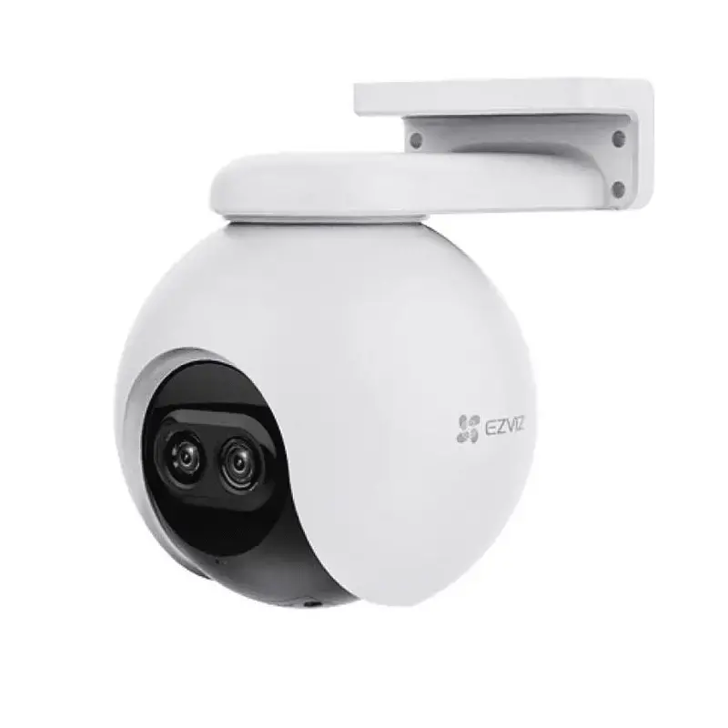 EZVIZ CS-H80X-R100-8G82WKFL Cámara IP PT dual 4K+2MP exterior lente 4mm F1.0 visión nocturna ColorFULL 30m paneo 340° tilt 70° IA humano/vehículo Wi-Fi/Ethernet IP65 ranura microSD 512GB