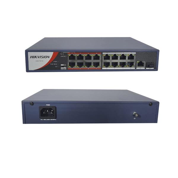  HIKVISION DS-3E0318P-E/M Switch PoE no administrado Fast Ethernet 16 puertos + 2 uplink 230W 