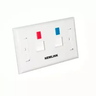  NEWLINK NEW-4000002 Placa pared wall plate 2 puertos salidas keystone RJ45 montaje empotrado blanco 