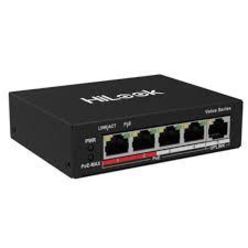  HILOOK NS-0105P-35 Conmutador PoE No Gestionado 4 Puertos 100Mbps + 1 Uplink 35W Extendido 250m 6kV 
