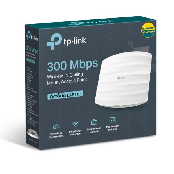  TP-LINK EAP110 Punto acceso inalámbrico N 300Mbps 2.4GHz montaje techo PoE 802.3af 2x2 MIMO Omada 