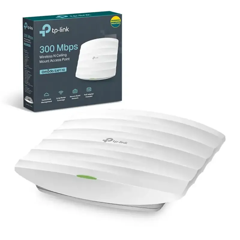  TP-LINK EAP110-Outdoor Punto acceso inalámbrico N 300Mbps 2.4GHz montaje techo exterior 2x2 MIMO antena omnidireccional IP64 PoE pasivo 