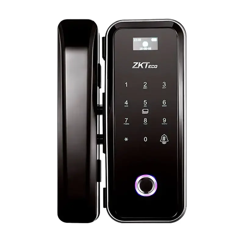  ZKTECO GL300/L cerradura smart vidrio izquierda huella dactilar tarjeta MF contraseña 4xAA batería 