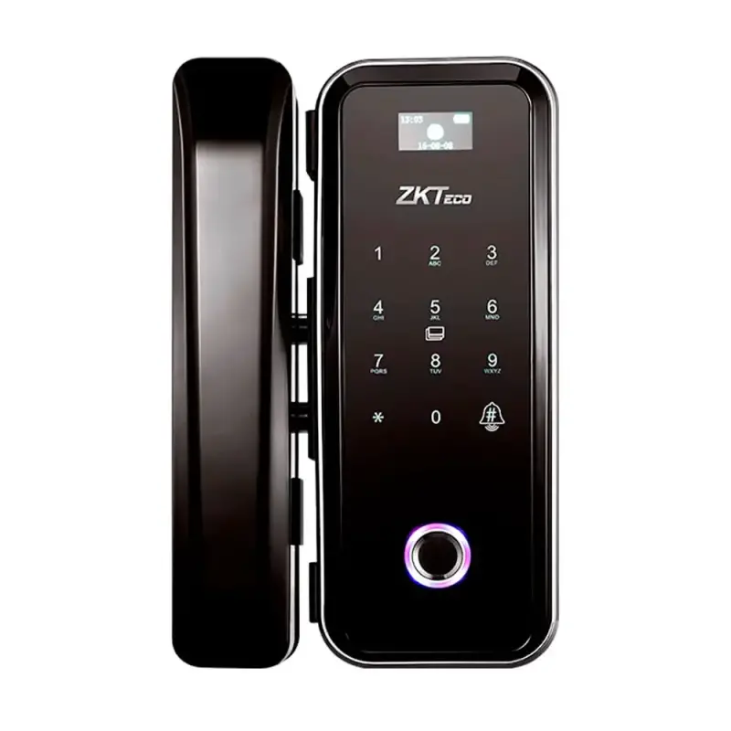  ZKTECO GL300/R cerradura smart vidrio derecha huella dactilar tarjeta MF contraseña 4xAA batería 