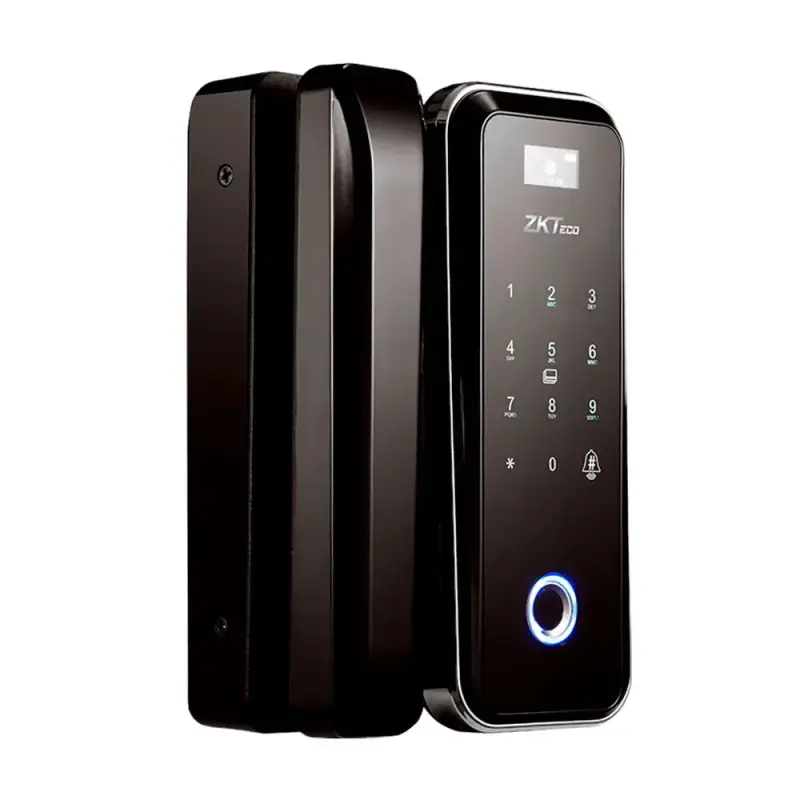  ZKTECO GL300W/R cerradura smart vidrio biométrica Wi‑Fi lado izquierdo 4xAA batería 