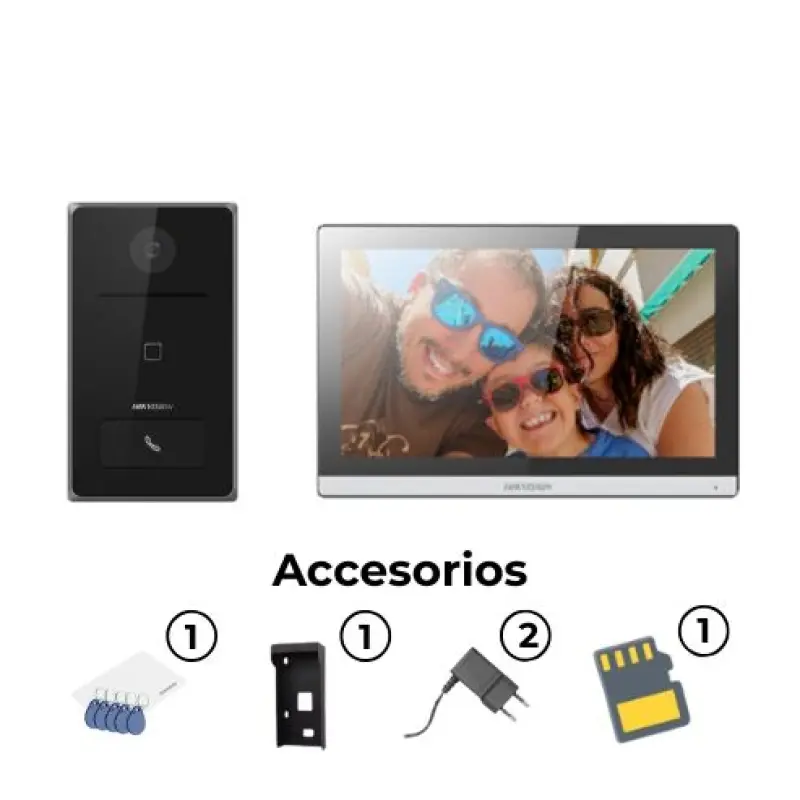 HIKVISION DS-KIS608-P Kit V/Portero con Monitor 7" con Micro-SD