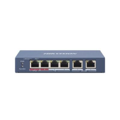  HIKVISION DS-3E0106HP-E Switch Smart 4 Puertos PoE 10/100Mbps + 2 Uplink 10/100/1000 Uno Hi-PoE 60W Total 80W 