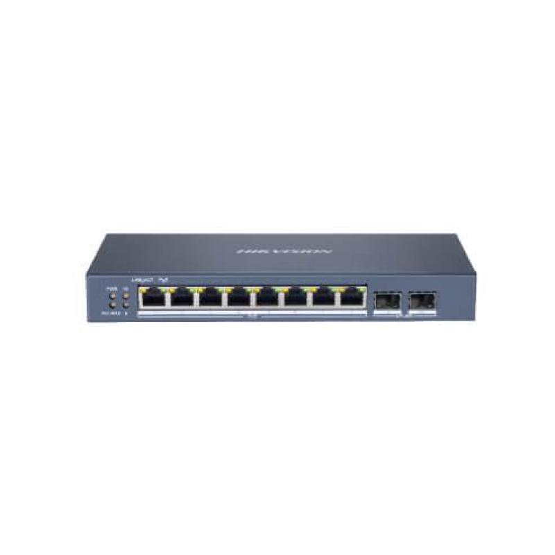  HIKVISION DS-3E1510P-SI Switch Smart Gestionable 8 Puertos Gigabit PoE+ + 2 Uplink Gigabit/SFP 110W 6kV Surge 
