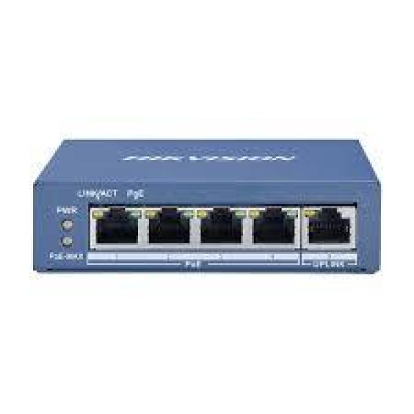  HIKVISION DS-3E0505P-E/M Switch PoE no administrado 4 puertos Gigabit + 1 uplink PoE budget 60W 