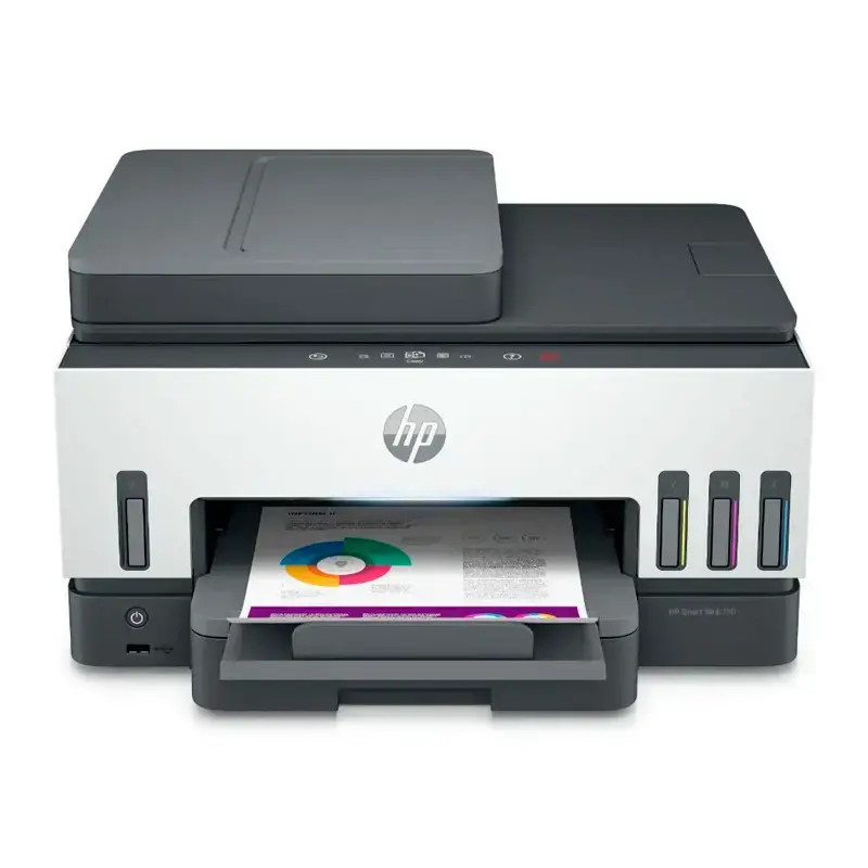  HP Smart Tank 790 Premium Multifuncional imprime/escanea/copia/fax ADF 35h Wi‑Fi dual band Ethernet Bluetooth LE USB tanque hasta 12,000 pág B/N 