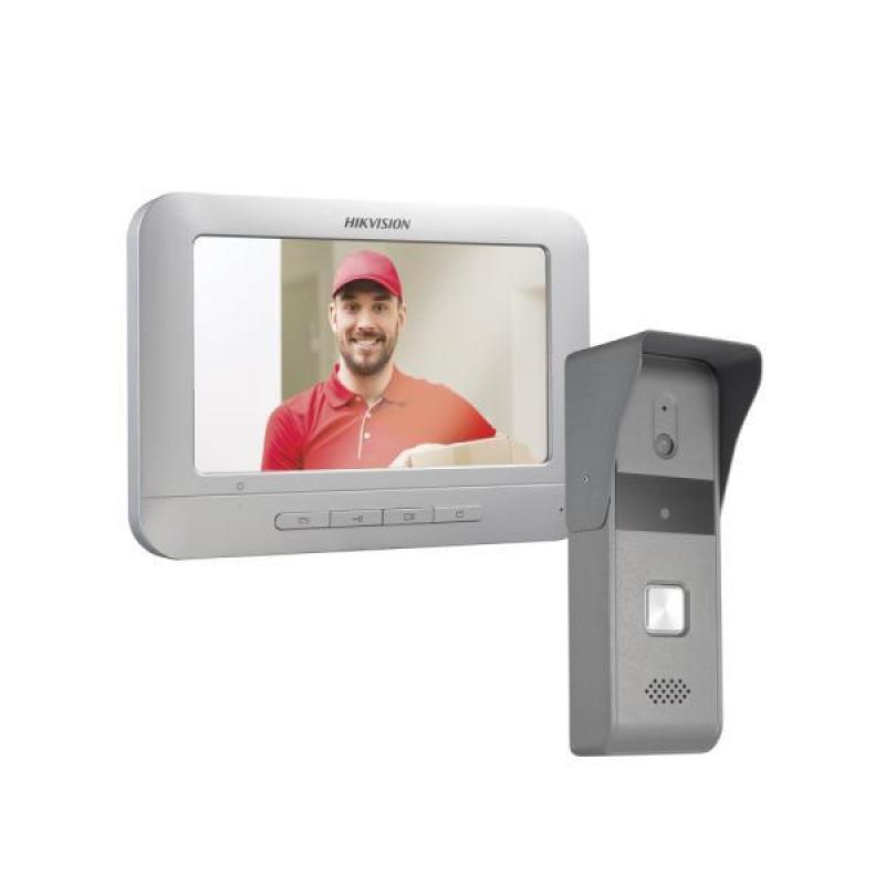  HIKVISION DS-KIS203T Kit videoportero intercomunicador analógico Full HD 4 hilos monitor 7" + frente metálico exterior 
