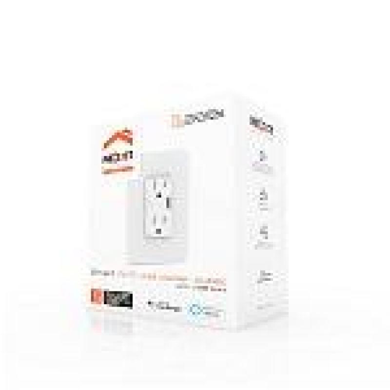  NEXXT NHE-W100 Tomacorriente de pared inteligente Wi‑Fi con doble toma y puerto USB 