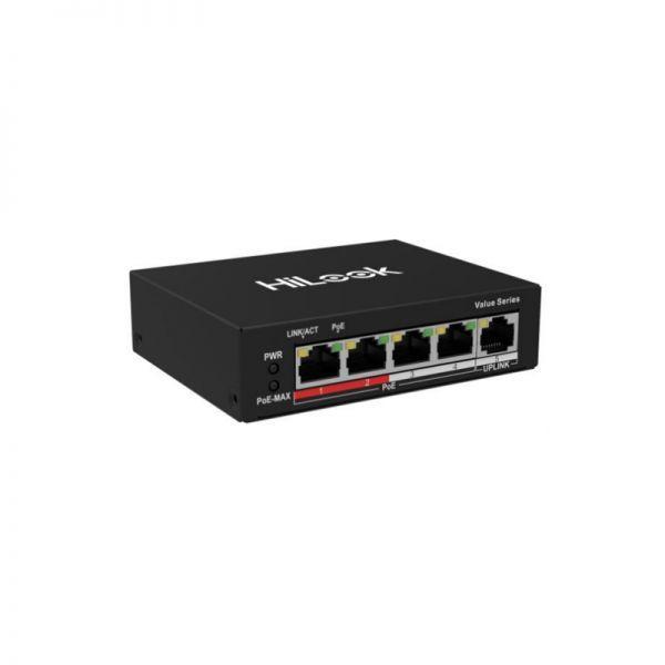  HILOOK NS-0105P-35(B) Conmutador PoE Fast Ethernet 4 puertos 10/100Mbps + 1 uplink 35W modo extendido 250m 