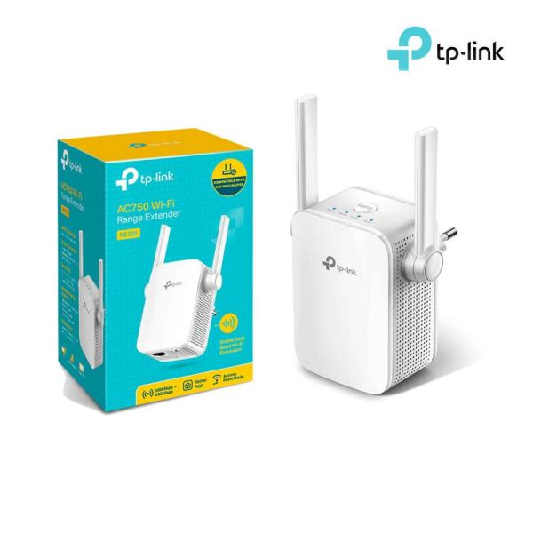  TP-LINK RE205 Extensor rango WiFi AC750 433Mbps 5GHz 300Mbps 2.4GHz dual band puerto Ethernet modo AP 