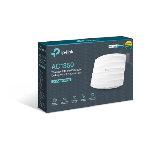  TP-LINK EAP225 Punto acceso WiFi 5 montaje techo AC1350 867Mbps 5GHz 450Mbps 2.4GHz MU-MIMO PoE 802.3af Omada 