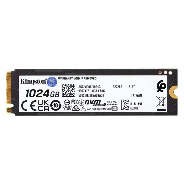  KINGSTON KC3000 1024GB Disco sólido M.2 2280 PCIe Gen 4.0 NVMe 7000MB/s lectura 7000MB/s escritura TLC 
