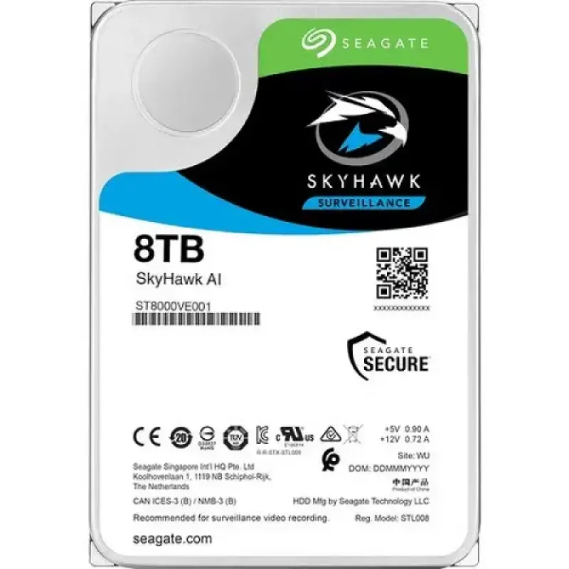  SEAGATE SKYHAWK Disco Duro Vigilancia 8TB 3.5" SATA 6Gb/s 7200RPM 256MB Cache 180TB/año 24/7 
