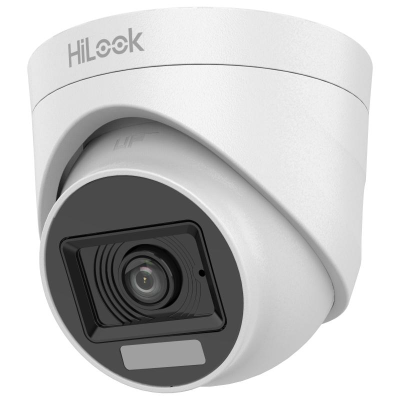  HILOOK THC-T157-LPS Cámara Torreta Interior 3K 5MP Audio y Luz Dual Lente 2.8mm Luz Blanca + IR 