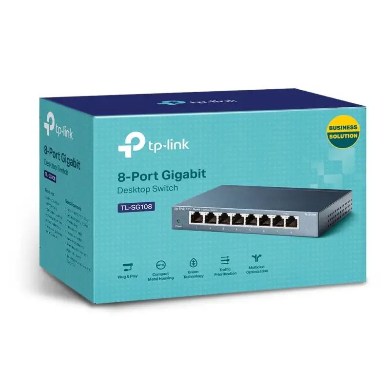  TP-LINK TL-SG108 Switch sobremesa 8 puertos 10/100/1000Mbps Gigabit no administrado plug and play carcasa metálica 