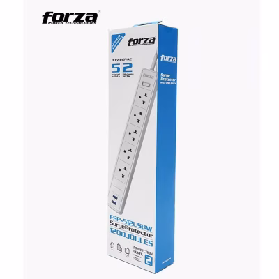  FORZA FSP-512USBW supresor de picos 1200J 1540W 5 salidas universales 2 puertos USB 110V/220V blanco 