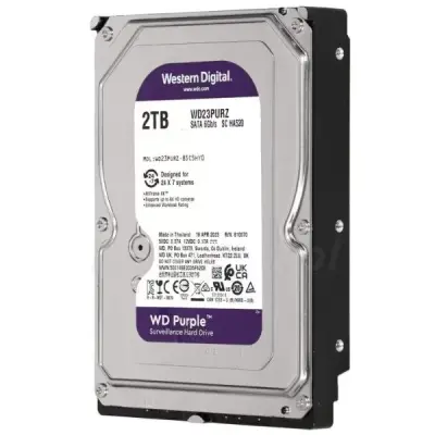  WESTERN DIGITAL WD PURPLE Disco Duro Vigilancia 2TB 3.5" SATA 6Gb/s 5400RPM 256MB Cache CMR AllFrame 180TB/año 24/7 