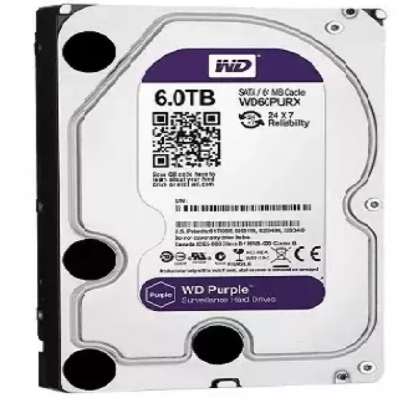  WESTERN DIGITAL WD PURPLE Disco Duro Vigilancia 6TB 3.5" SATA 6Gb/s IntelliPower 64MB AllFrame 180TB/año 24/7 120hrs Video HD 