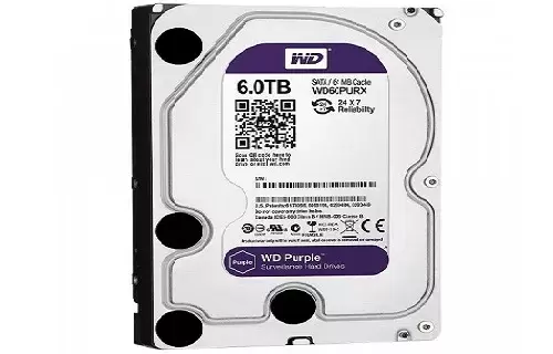  WESTERN DIGITAL WD PURPLE Disco Duro Vigilancia 6TB 3.5" SATA 6Gb/s IntelliPower 64MB AllFrame 180TB/año 24/7 120hrs Video HD 