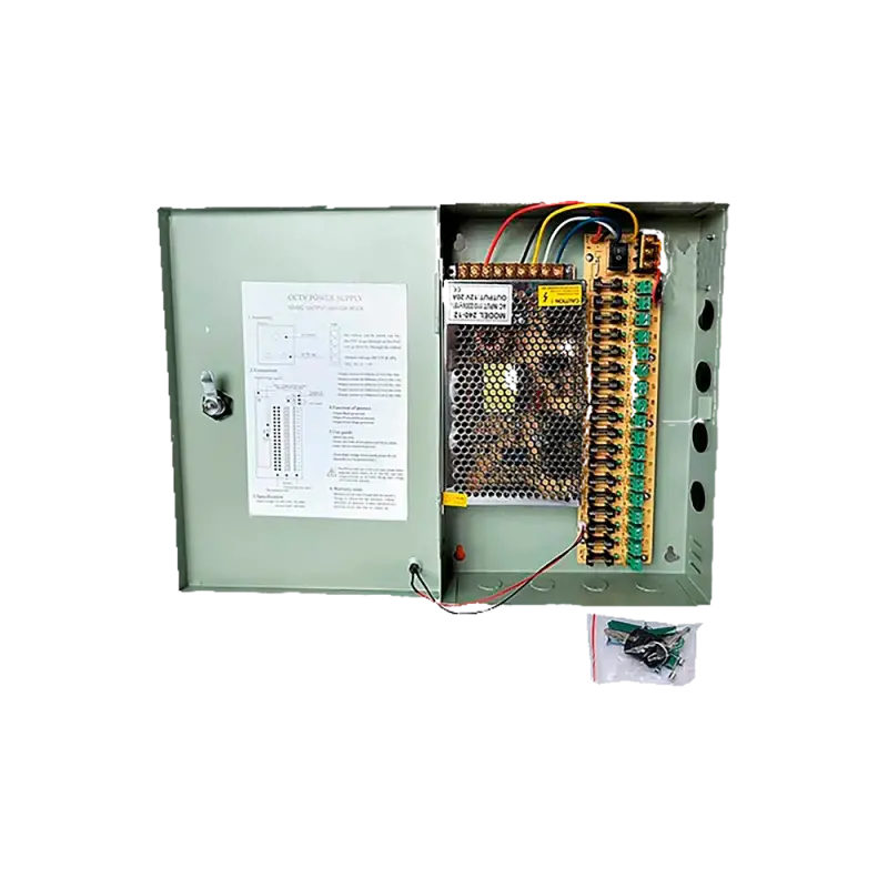  ZKTECO 20A-18CH Fuente para 18CH con gabinete metálico 12VDC/20AMP 216W 