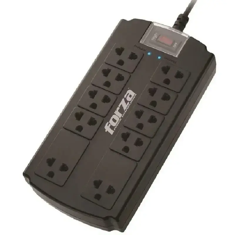  FORZA FSP-10UN Protector tensión 1080J/1800W 10 salidas universales 120V/240V 2 USB 2.1A 