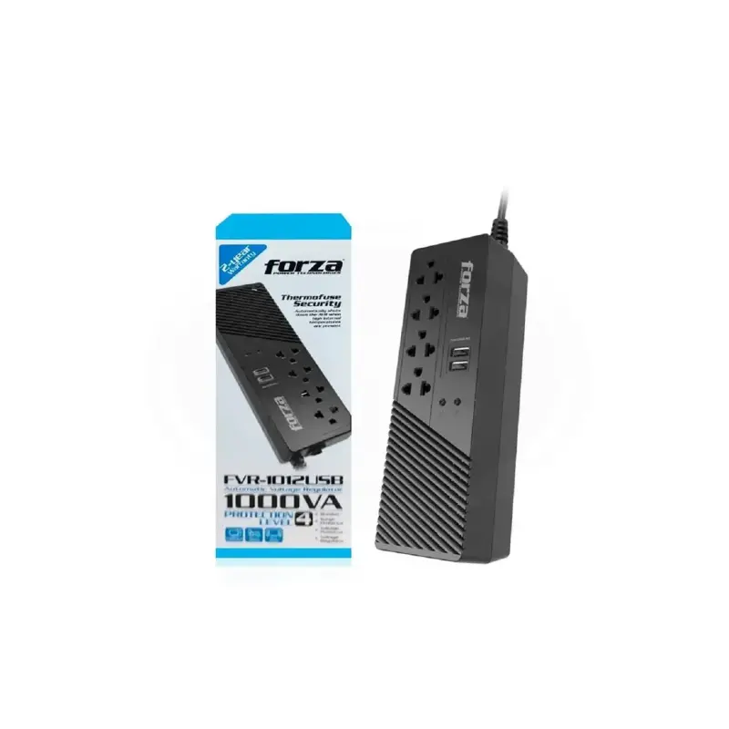  FORZA FVR-1012USB Regulador automático voltaje 1000VA/500W 4 salidas AC 2 USB 220V 